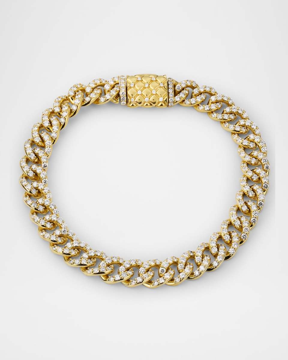 18K Yellow Gold Curb Link Diamond Bracelet, 8.5"L, 8.00tcw